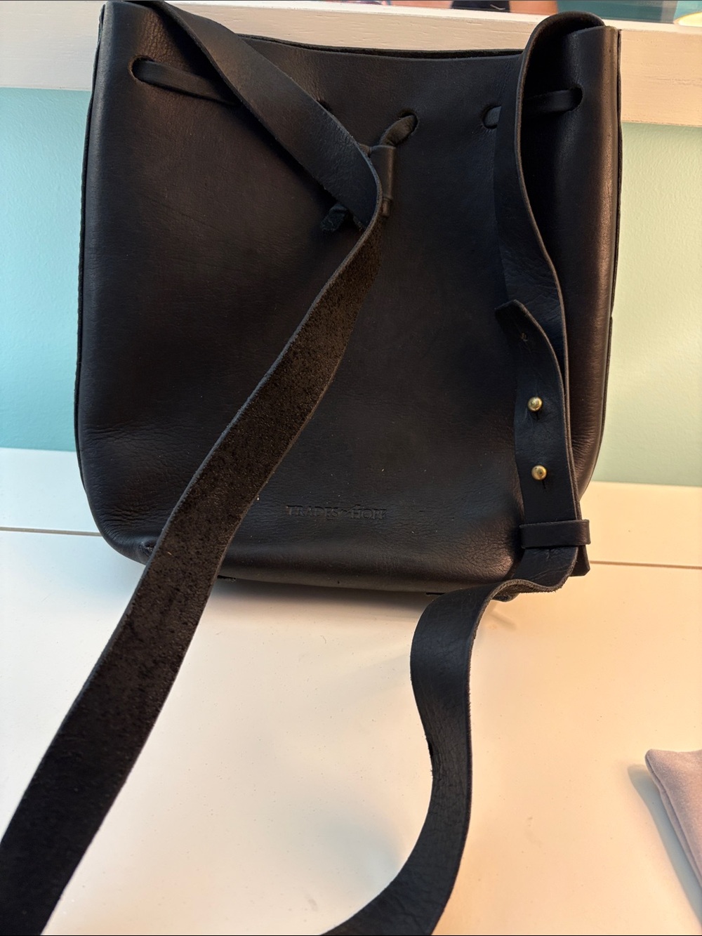 Trades of Hope, Black Leather Women’s Crossbody Bucket Bag